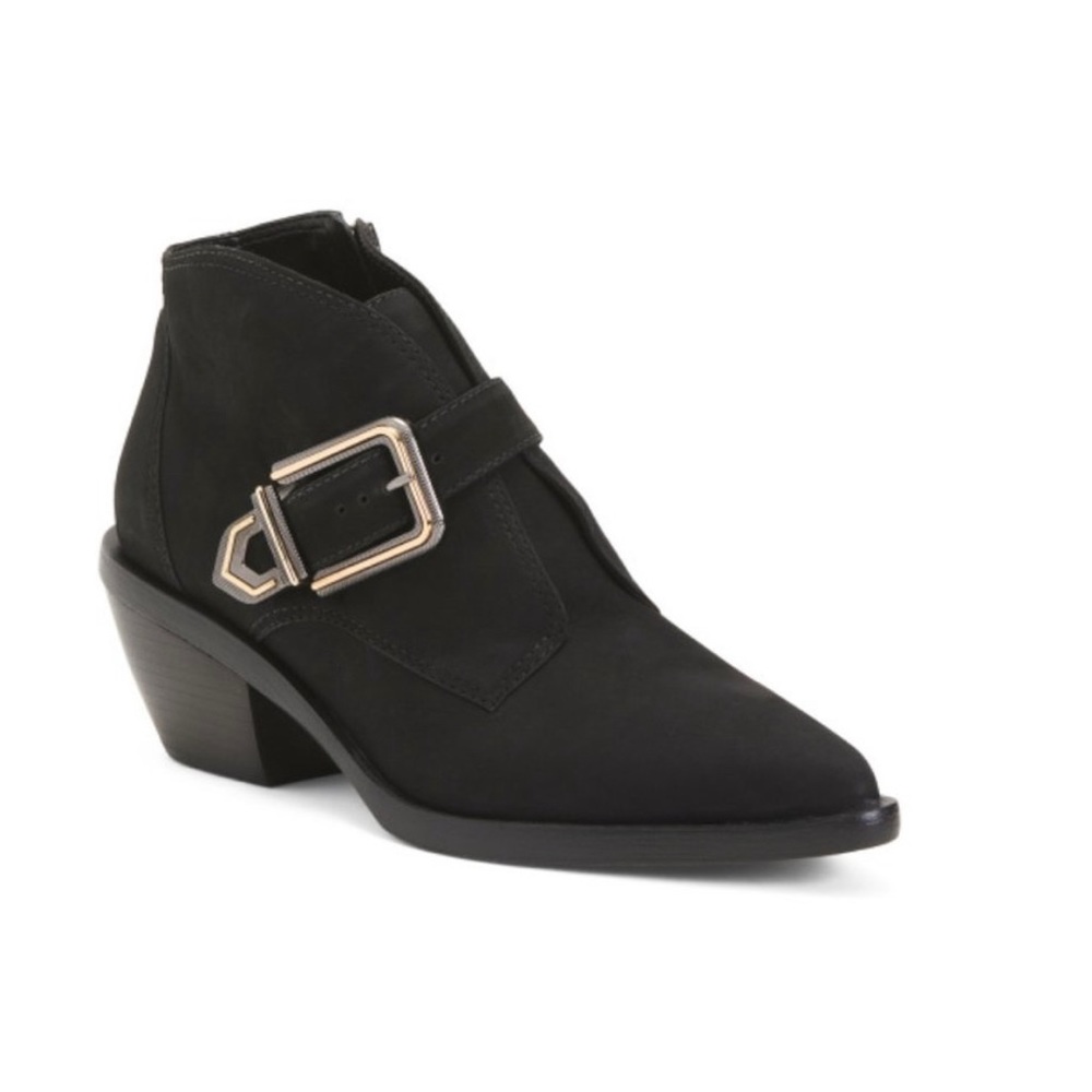 New Vince Camuto Suede Ashena Western Ankle Booties With Buckle Size 9.5